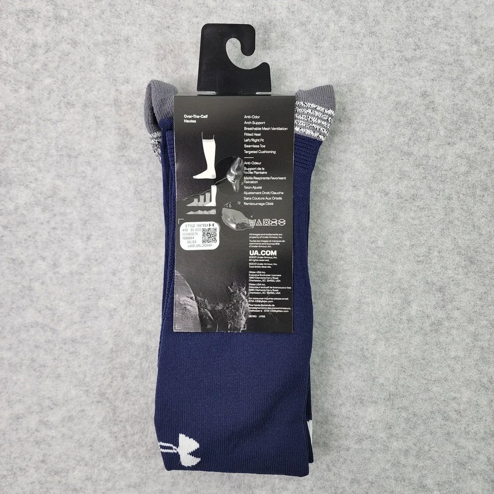Under Armour Socks Unisex UA Soccer Performance Blue Cushioned Over-The-Calf